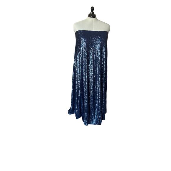 Society Plus Blue Sequin Ball Gown Skirt or Dress Women's Size 18-20 Zip GLAM - Picture 6 of 14
